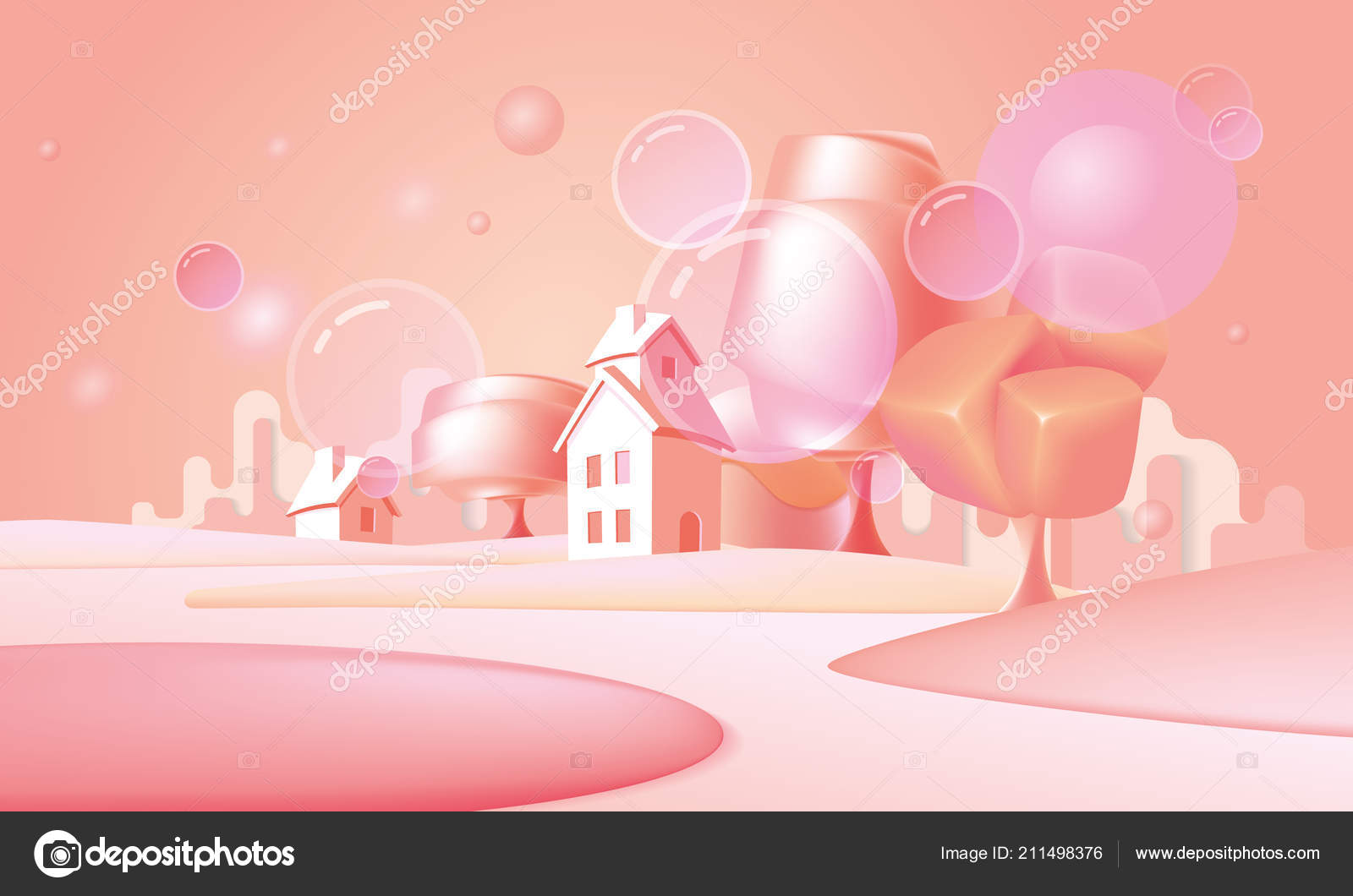 Cartoon pink world