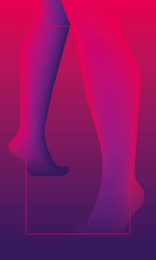 Banner şablon, iki kadın bacağı, soyut neon illüstrasyon tarzı