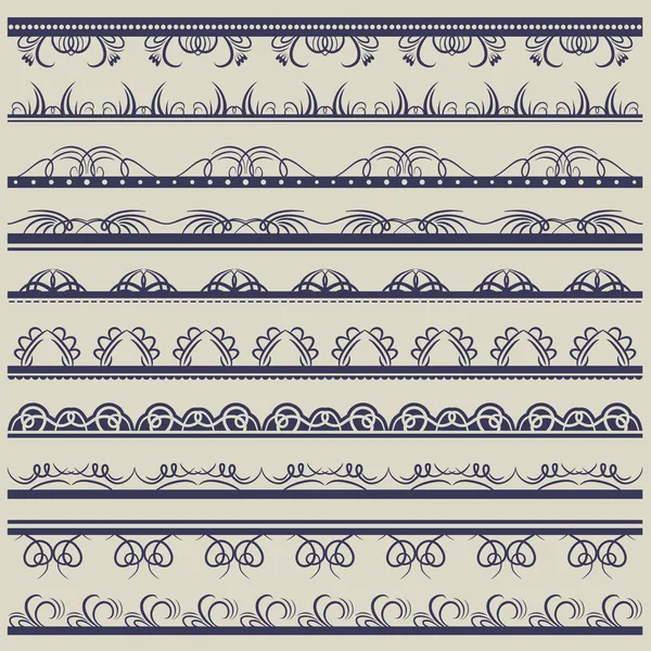 Set Lace Paper Floral Decorative Elements Gray Background Vector — Stock Vector