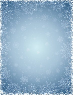Çerçeve kar taneleri ve yıldız, vektör çizim ile Noel arka plan gri