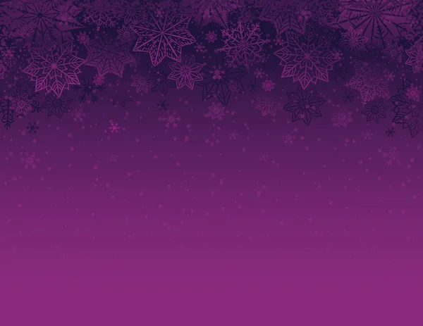 Fondo Navidad Púrpura Con Copos Nieve Estrellas Ilustración Vectorial — Vector de stock