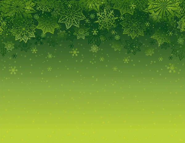 Green Christmas Background Snowflakes Stars Vector Illustration — Stock Vector