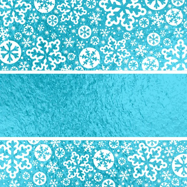 Fond Bleu Brillant Noël Avec Flocons Neige Blancs Étoiles Illustration — Image vectorielle