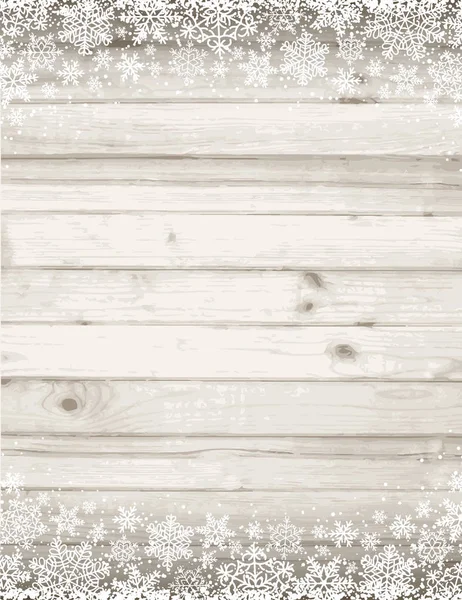 Ξύλινα Γκρι Φόντο Χριστούγεννα Λευκές Νιφάδες Χιονιού Εικονογράφηση Διάνυσμα — Διανυσματικό Αρχείο