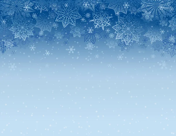 Blauwe Kerstmis Achtergrond Met Sneeuwvlokken Sterren Vectorillustratie — Stockvector