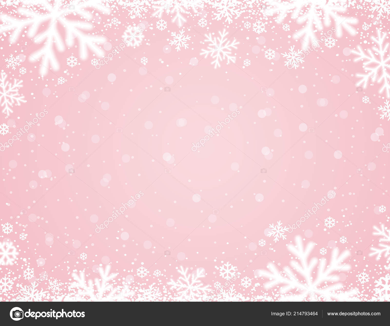 Pink Background White Blurred Snowflakes Vector Illustration Stock ...