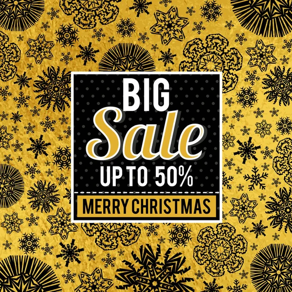 Golden Luxury Christmas Background Sale Offer Label Vector Illustration — Stock Vector