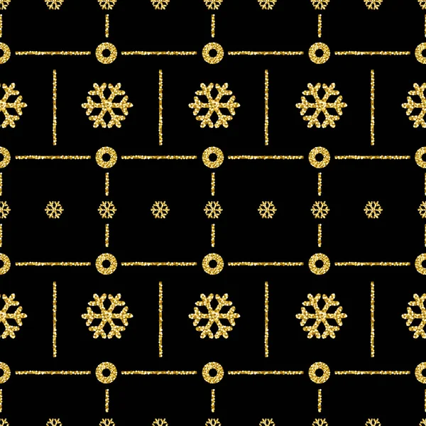 Schwarzer Weihnachtlicher Hintergrund Mit Goldenen Glitzernden Schneeflocken Vektor Illustration — Stockvektor