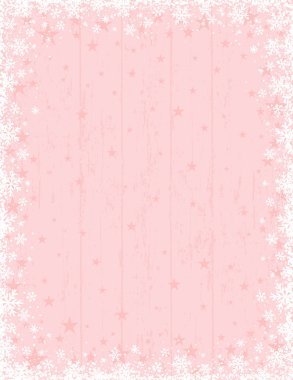 Ahşap pembe Noel arka plan beyaz kar taneleri, vektör çizim karesi ile