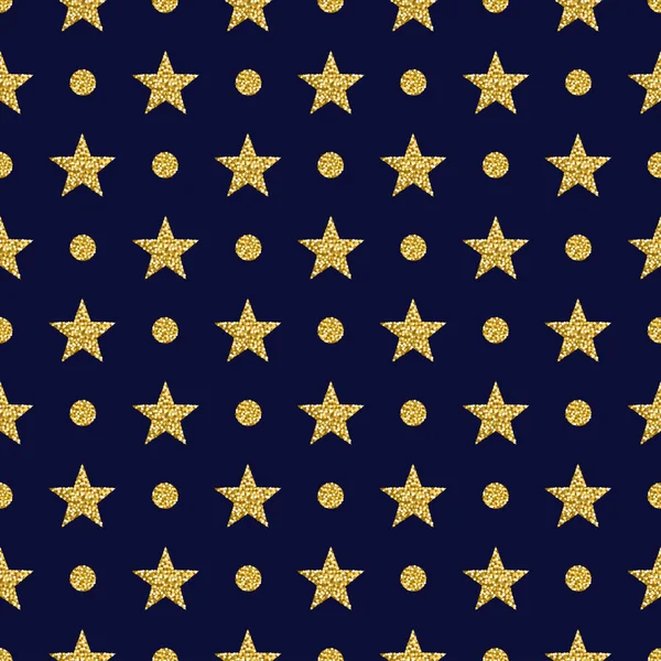 ブルーの星がきらきら輝く黄金パターンの背景 ベクトル イラスト — ストックベクタ