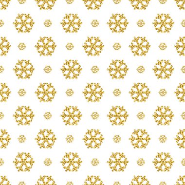 Noel desen arka plan altın ışıltılı kar taneleri, vektör çizim ile