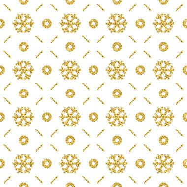 Noel desen arka plan altın ışıltılı kar taneleri, vektör çizim ile