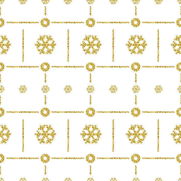 Weihnachten Muster Hintergrund Mit Goldenen Glitzernden Schneeflocken Vektor Illustration — Stockvektor