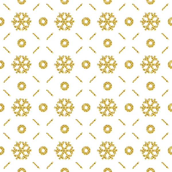 Christmas Pattern Background Golden Glittering Snowflakes Vector Illustration — Stock Vector
