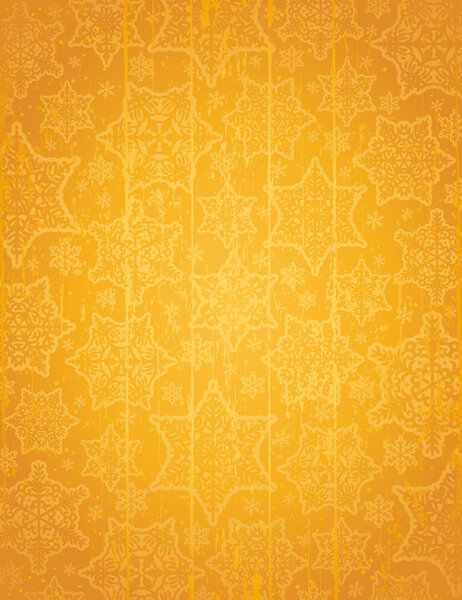 Golden christmas background with snowflakes and stars, vector 