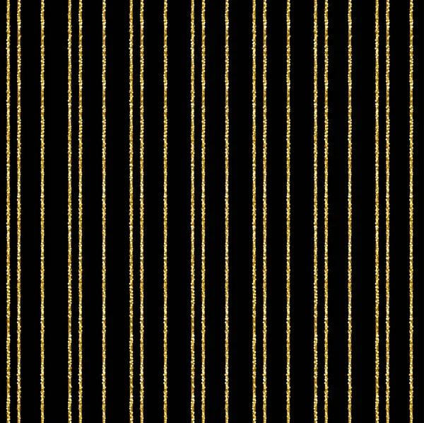 Goldglitzerndes Streifenmuster Über Schwarzem Hintergrund Vektorillustration — Stockvektor