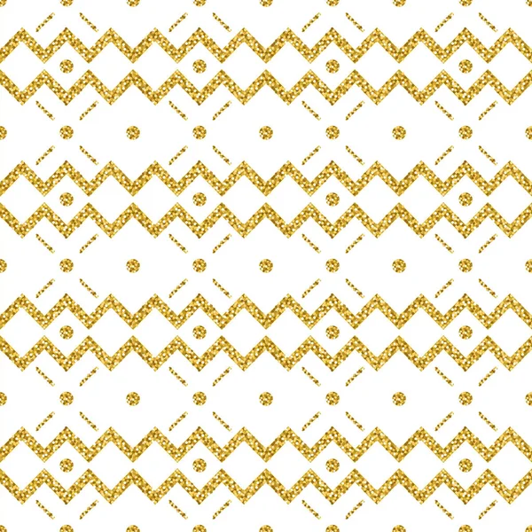 Golden glittering zigzag pattern. Gold Seamless pattern. Repeatable geometric design. Can be used for fabric, wallpaper, web background, greeting card, scrap booking, vector — Stock Vector