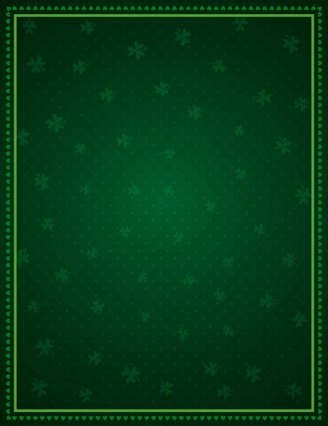 Green Patrick's Day background with frame of green clovers. Patrick's Day holiday design. Can be used for wallpaper, web, scrap booking, vector illustration. — Stock Vector