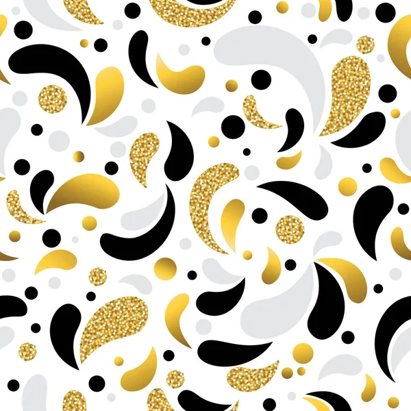 Seamless pattern with Golden and black glittering decorative ornate. Gold Seamless pattern. Repeatable geometric design. Can be used for fabric, scrap booking, wallpaper, web background, invitation, vector — Stock Vector