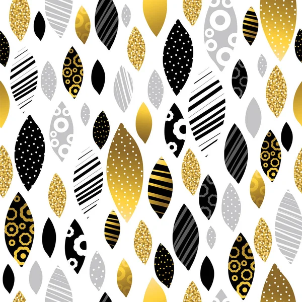 Seamless pattern with Golden and black glittering decorative ornate. Repeatable pattern. Repeatable geometric design. Can be used for fabric, scrap booking, wallpaper, web background, invitation, vector — Stock Vector