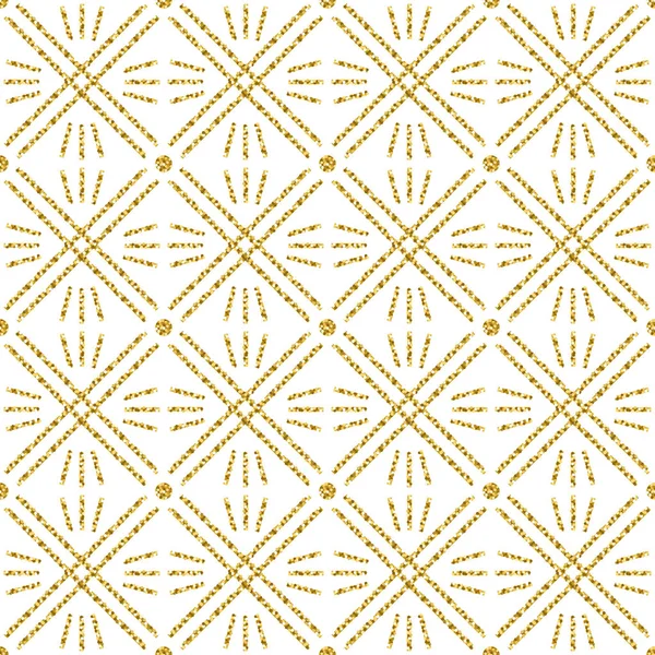 Seamless checked pattern with golden glittering line. Gold checkered pattern. Repeatable design. Can be used for fabric, scrap booking, wallpaper, web background, invitation, poster, vector — Stock Vector