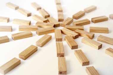 Tahta dikdörtgenler beyaz arka planda farklı sıralanmış. Uzayı kopyala Sunum için kapak şablonu, broşür, web, afiş, katalog, poster, kitap, dergi 