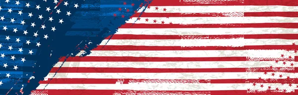 Banner Grunge Usa Pozadí Hvězdami Horizontální Linky Dekorativní Americký Banner — Stockový vektor