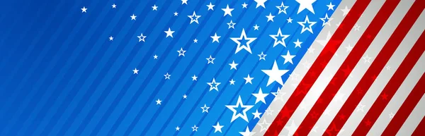 Baner Internetowy Elementami Amerykańskiej Flagi Narodowej Czerwonymi Niebieskimi Gwiazdami Dekoracyjny — Wektor stockowy