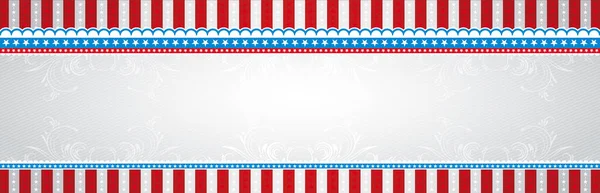 Usa Banner Met Gestreepte Lijnen Versierd Met Rode Blauwe Sterren — Stockvector
