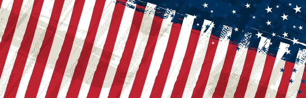 Banner Met Grunge Usa Achtergrond Met Sterren Gestreepte Lijnen Decoratieve — Stockvector