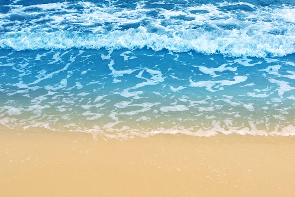 Soft Wave Blue Ocean Sandy Beach Background Empty Beach Sea — Stock Photo, Image