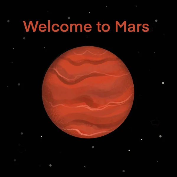 Ілюстрація Колонізації Марса Постер Або Веб Сторінка Кольорове Зображення Червоної — стокове фото