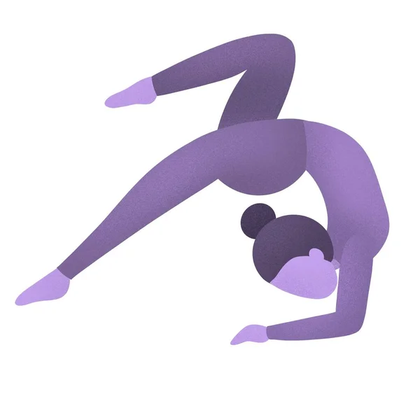 Pose Yoga Niña Tonificada Púrpura Para Diseño Estilo Vida Alivio —  Fotos de Stock