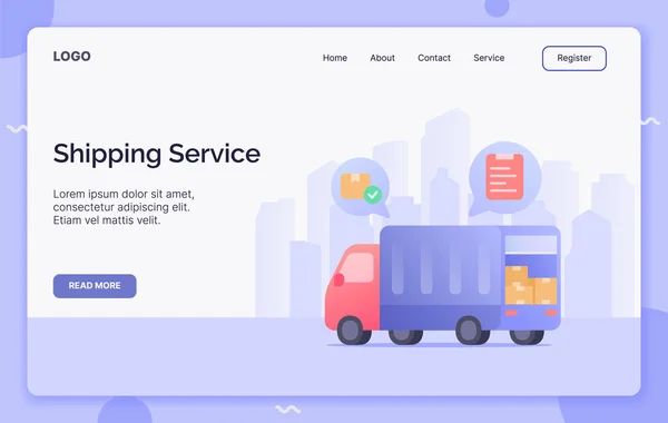 Shipping Service Campaign Concept Website Template Landing Home Page Website — Διανυσματικό Αρχείο