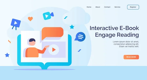 Interaktive Book Engagieren Lesen Für Kampagne Web Website Homepage Landing — Stockvektor