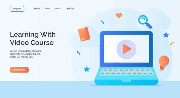 Learning Video Course Campaign Web Website Home Homepage Landing Page — 스톡 벡터