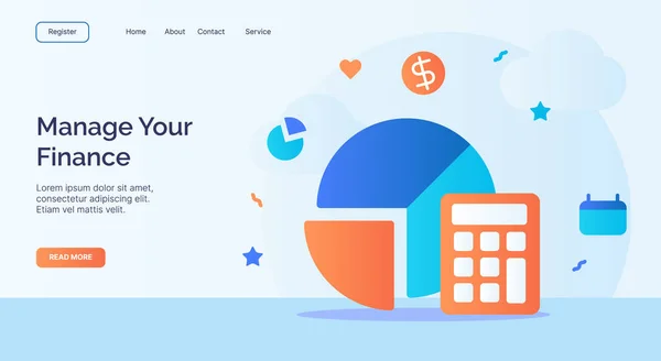 Your Financial Calculator Pie Chart Icon Campaign Web Website Home — 스톡 벡터
