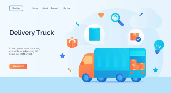 Levering Truck Pictogram Campagne Voor Web Website Home Homepage Landing — Stockvector