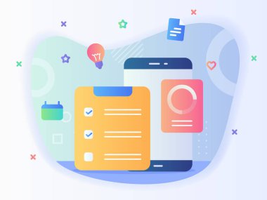 Yapılacak liste görevi kavramı: Düz stil vektör tasarımlı takvim akıllı telefonu