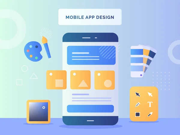 Mobile App Design Konzept Form Auf Smartphone Bildschirm Hintergrund Tools — Stockvektor