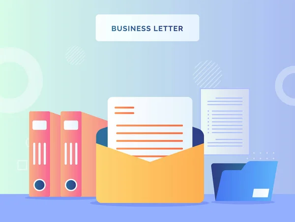 Επιχειρηματικό Γράμμα Έννοια Χαρτί Κειμένου Ανοιχτό Φόντο Φάκελο Του Φακέλου — Διανυσματικό Αρχείο