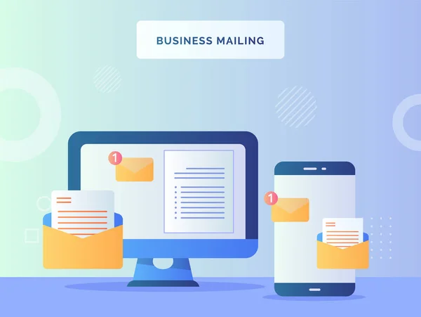 Business Mailing Concept Text Notification Sign Monitor Computer Nearby Smart — Διανυσματικό Αρχείο