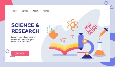 Web sitesi ana sayfası ana sayfa iniş şablonu için düz stil vektör çizim vektörü ile bilim araştırma konsepti kampanyası