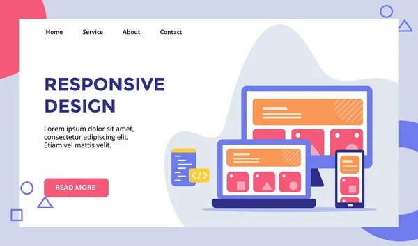 Responsive Design Concept Campaign Web Website Home Homepage Landing Page — Stock Vector