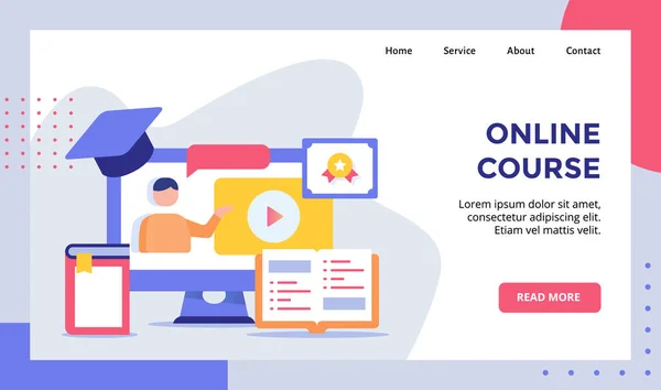 Online Kurskonzept Kampagne Für Web Website Startseite Landing Page Template — Stockvektor