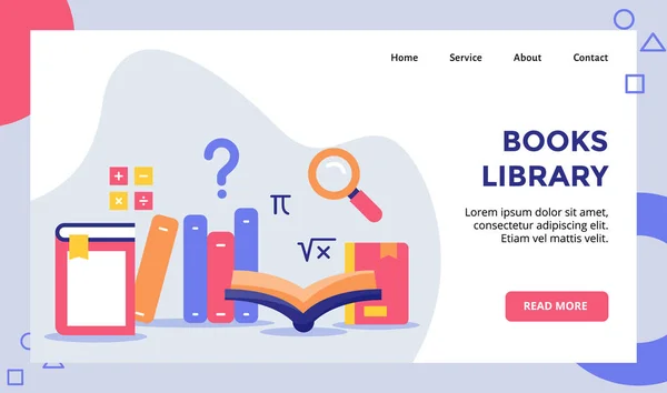 Bücher Bibliothek Konzept Kampagne Für Web Website Home Homepage Landing — Stockvektor