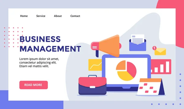 Business Management Concept Campaign Web Website Homepage Landing Page Template — 스톡 벡터