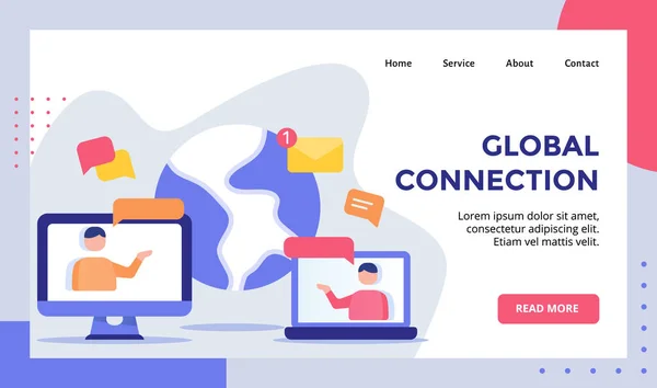 Campanha Conceito Conexão Global Para Página Inicial Site Web Banner —  Vetores de Stock