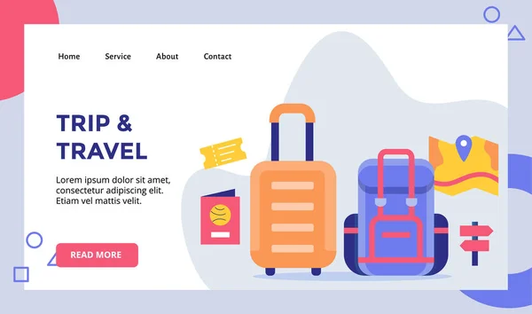 Viagem Viagem Mochila Conceito Campanha Para Web Site Homepage Página — Vetor de Stock