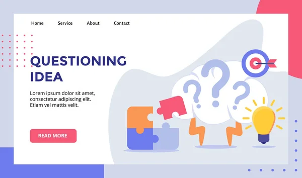 Ifrågasättande Idé Hjärna Blixtnedslag Bakgrund Ljusa Glödlampa Pussel Kampanj För — Stock vektor